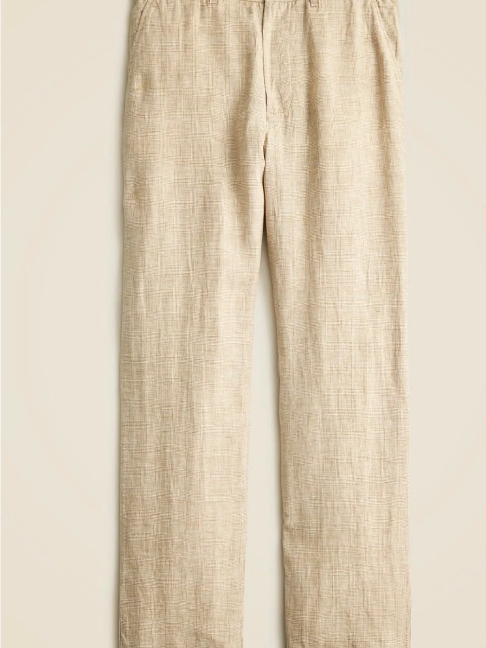 J. Crew Men's Tan Classic Fit Linen Trousers